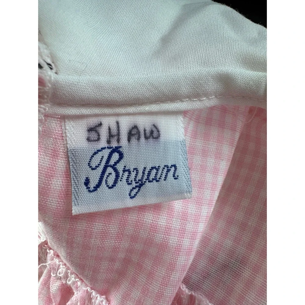 Vintage Bryan Pink Gingham Dress Bloomers Set Lace Rose Newborn 0-3 Months